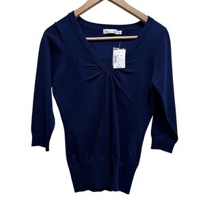 Ricki’s Blue Cotton Knit Vneck Short Sleeve Size Small NWT Brand New